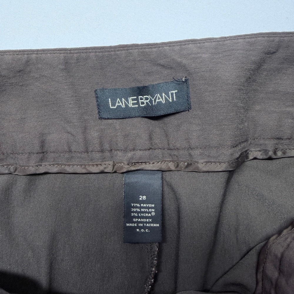 Lane Bryant Brown Stretch Capri Pants Plus Size 28 Business Casual Cropped Slit - Picture 4 of 8